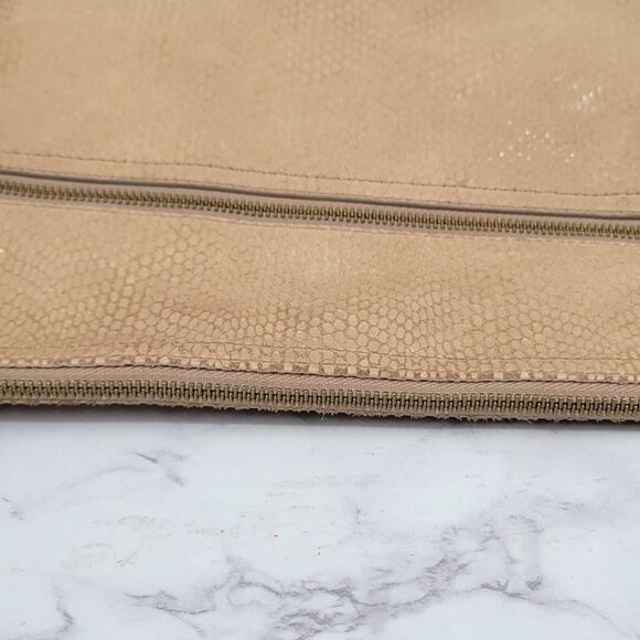 Margot Leather Snakeskin Snake Print Embossed Beige Crossbody Bag - Picture 8 of 16